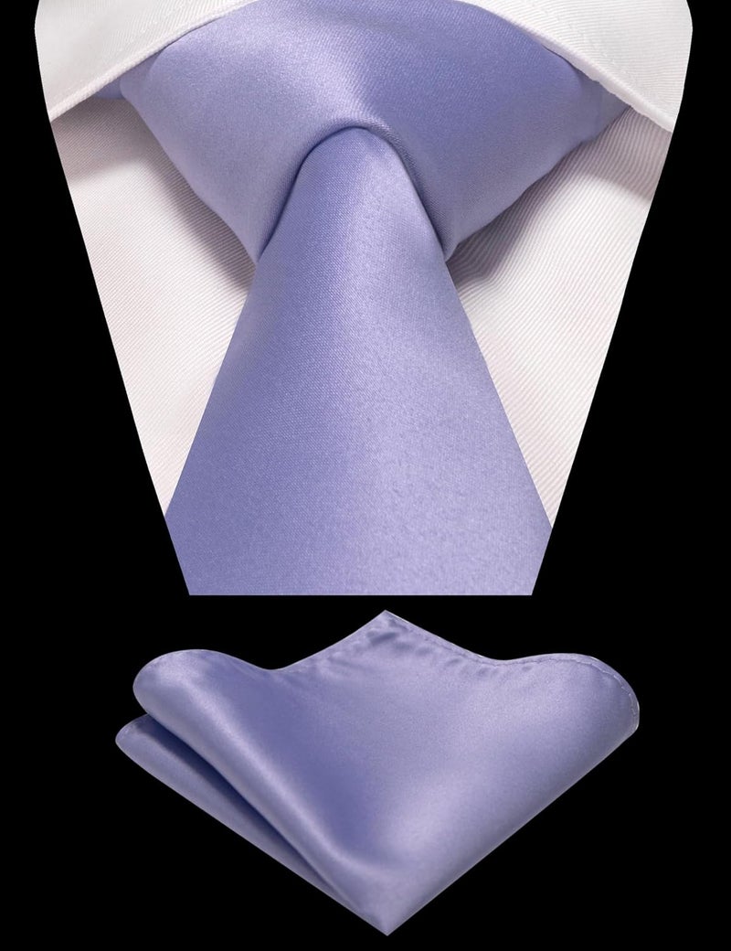 RBOCOTT Solid Color Tie and Pocket Square Hankerchief with Lapel Pin Set for Men - Image 2